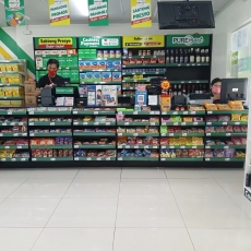 Check out counter with Back Wall