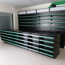 Check out counter with Back Wall