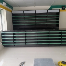 Check out counter with Back Wall