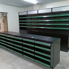 Check out counter with Back Wall